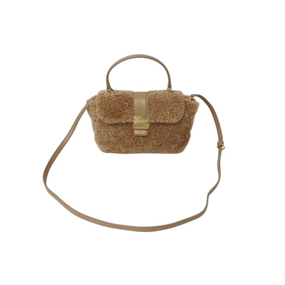 Miu Miu Miu boa shearling bag handbag sheep fur caramel brown - Picture 1 of 10